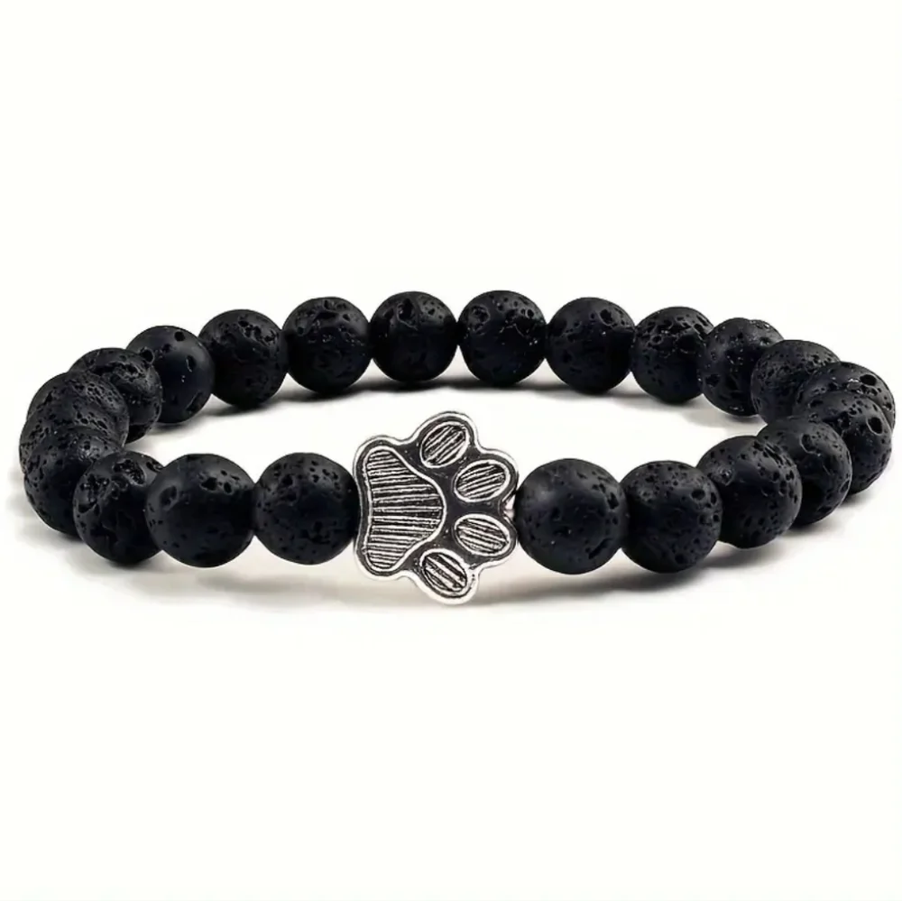 Paw Print Charm Beaded Bracelet